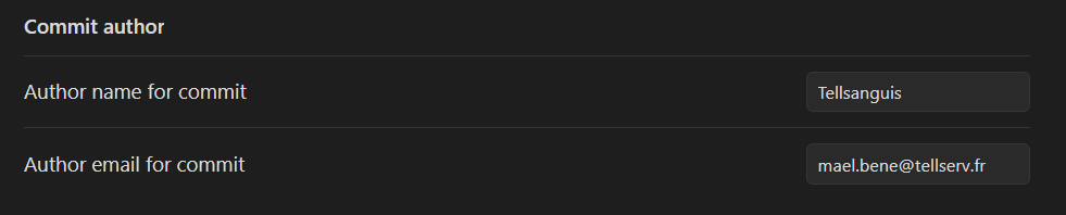 Configuration de l'auteur des commits