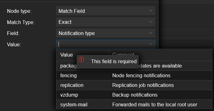 Types de notifications disponibles