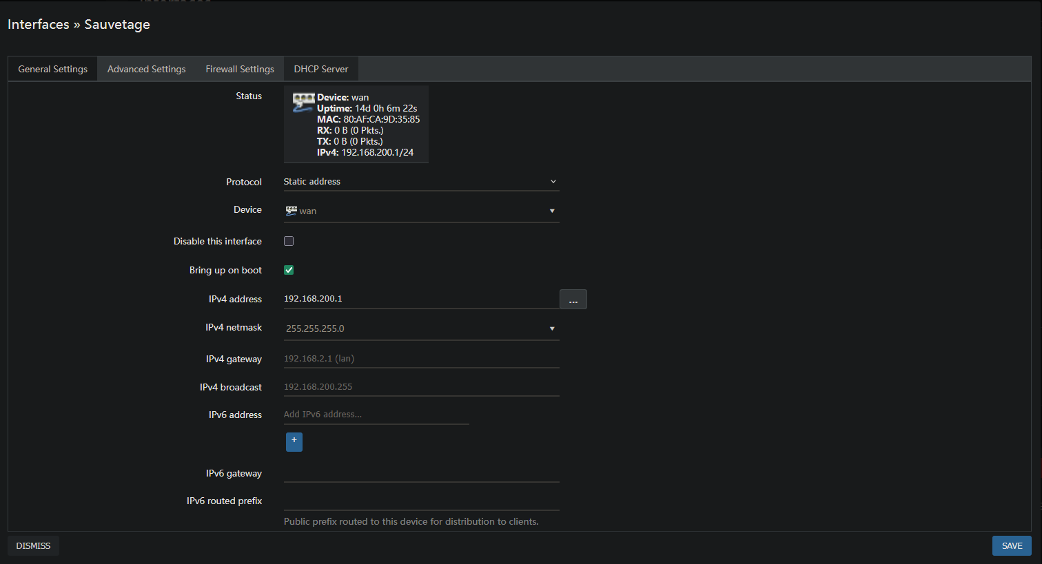 Interface de sauvegarde