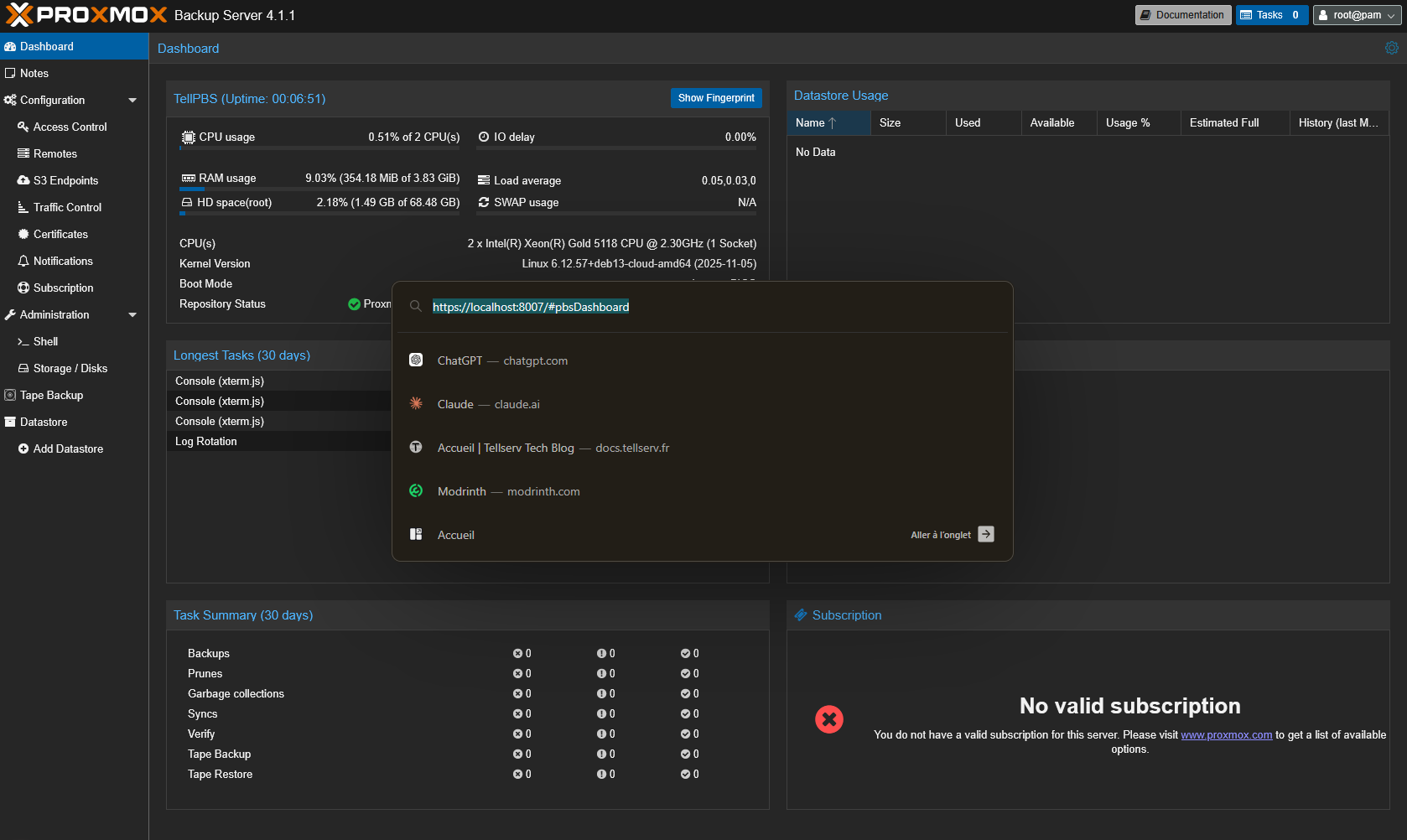 Dashboard PBS distant