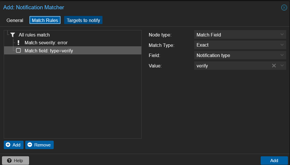 Notification échec verify