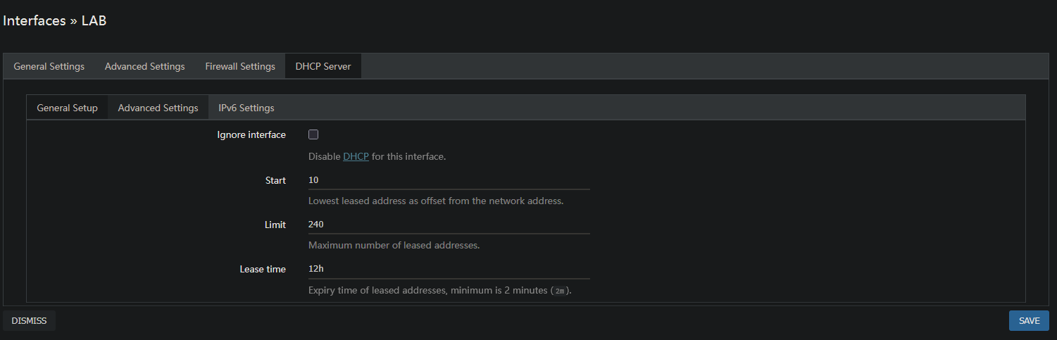 VLAN DHCP configuration